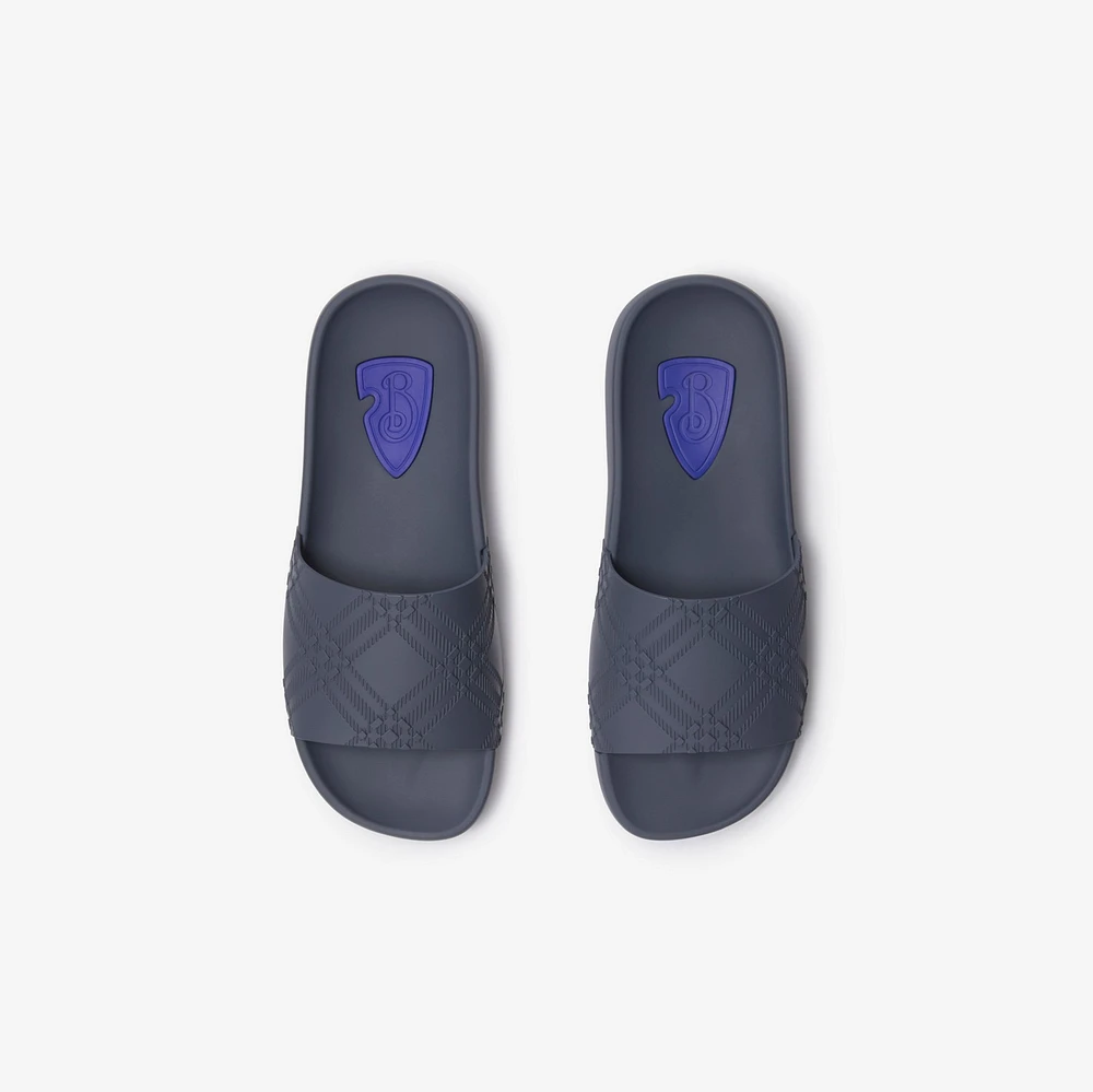 Embossed Check Dive Slides in Magnet - Men, Technical | Burberry® Official