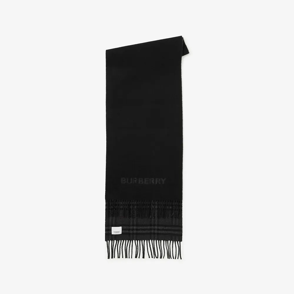 Reversible Check Cashmere Scarf in Charcoal/black | Burberry® Official