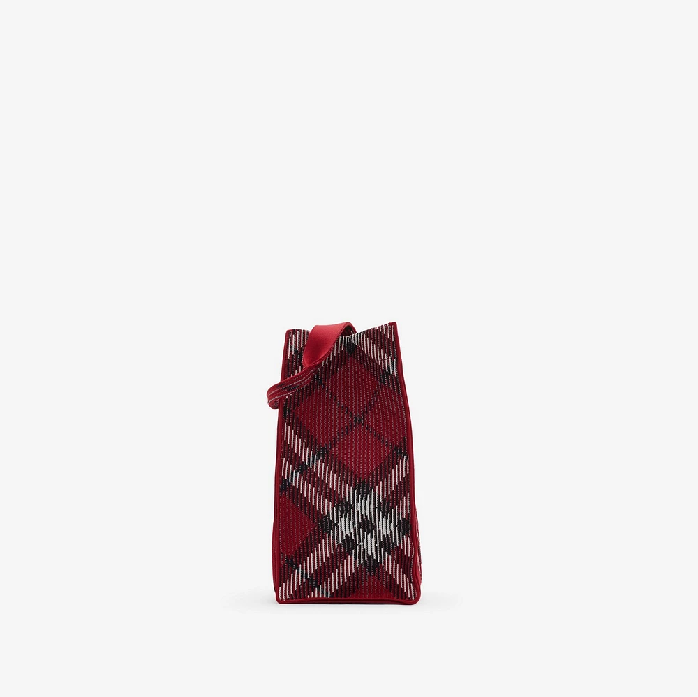 Medium Check Knitted Tote in Scarlet - Women | Burberry® Official