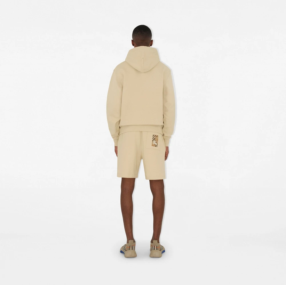 Check Label Cotton Shorts in Nutmeg - Men | Burberry® Official