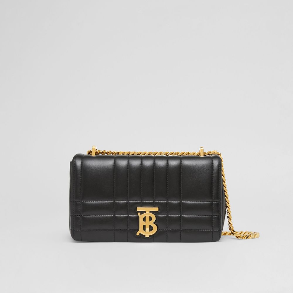 Quilted Leather Small Lola Bag in Black