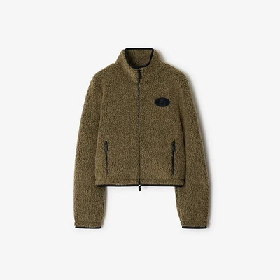 Cropped Fleece Jacket in Mire melange - Women | Burberry® Official