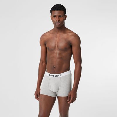 Logo Detail Stretch Cotton Boxer Shorts Pale Grey Melange - Men | Burberry® Official