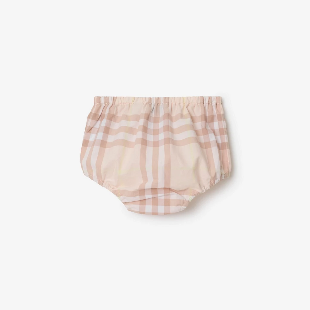 Check Cotton Poplin Dress with Bloomers in Shell - Children | Burberry® Official