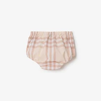 Check Cotton Poplin Dress with Bloomers in Shell - Children | Burberry® Official