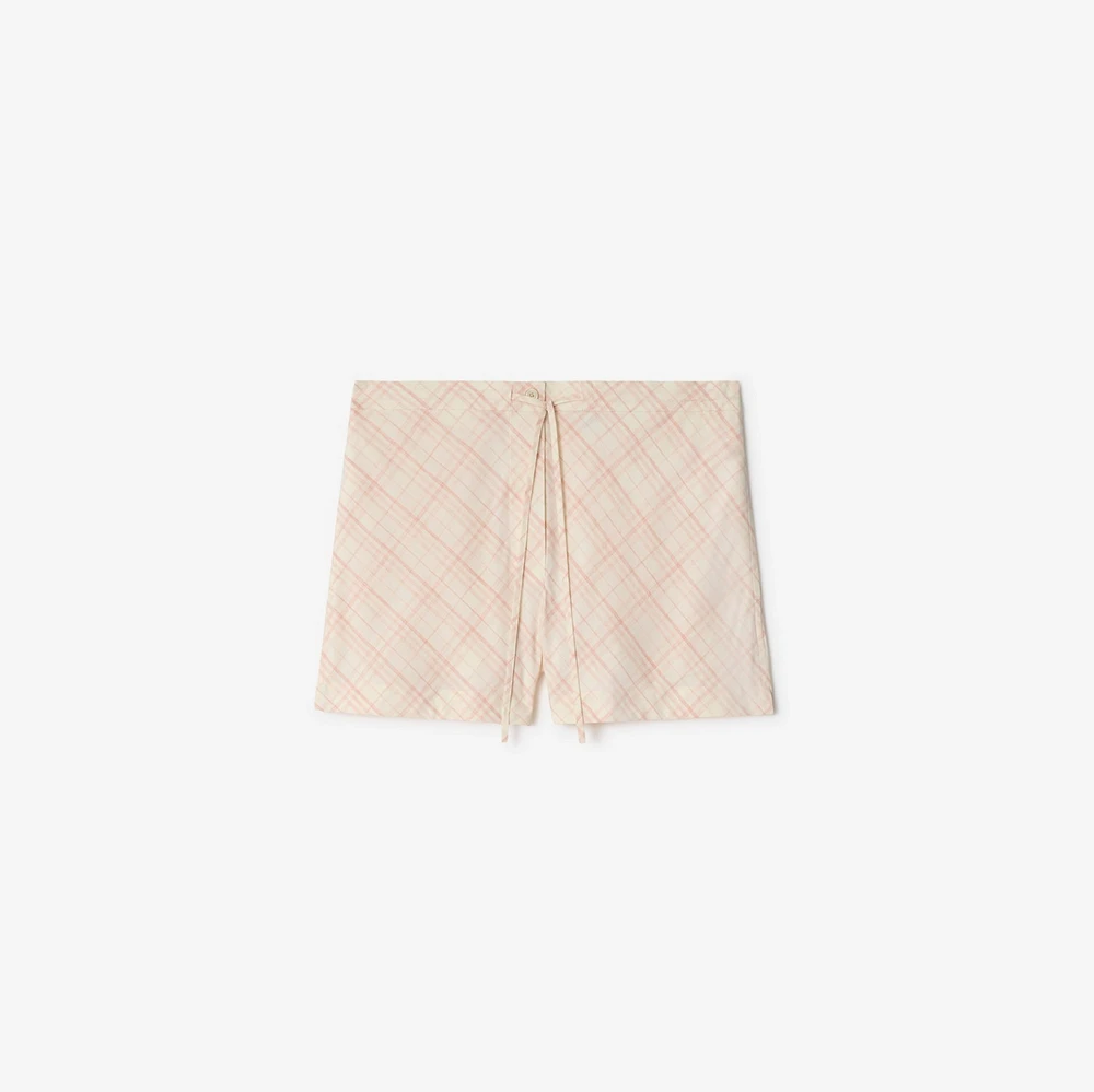 Check Cotton Pyjama Shorts in Dusky rose - Women | Burberry® Official