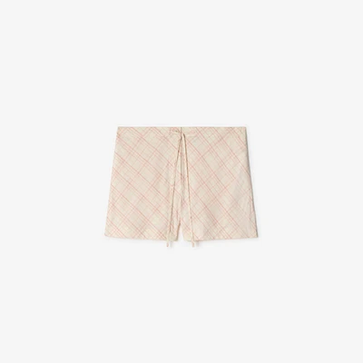 Check Cotton Pyjama Shorts in Dusky rose - Women | Burberry® Official