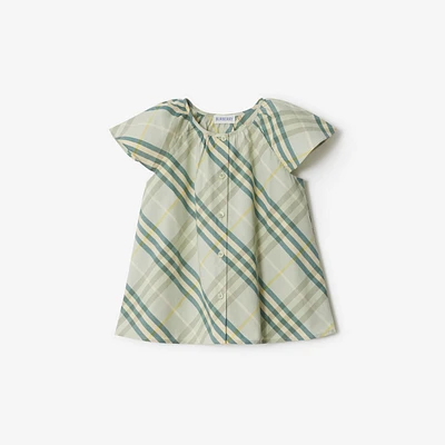 Check Cotton Top in Breeze | Burberry® Official