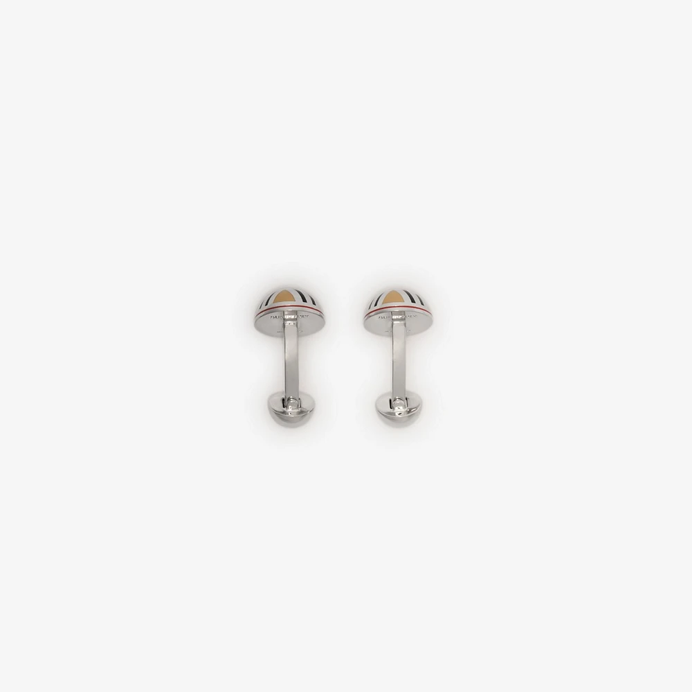 Enamel Check Cufflinks in Silver - Men | Burberry® Official
