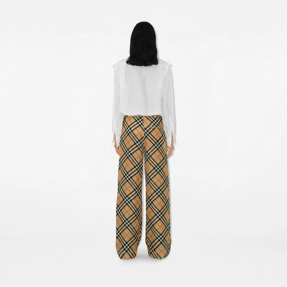 Check Silk Pyjama Trousers in Sand - Women | Burberry® Official