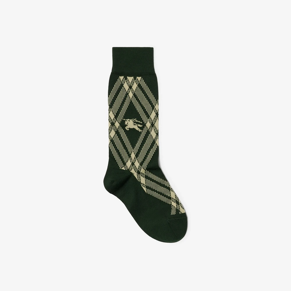 Check Cotton Blend Socks in Black/white | Burberry® Official