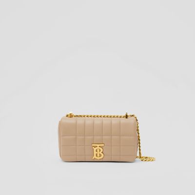 Quilted Leather Mini Lola Bag in Oat Beige - Women | Burberry® Official