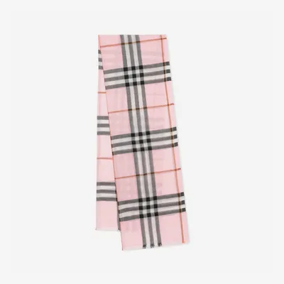 Check Wool Silk Scarf in Pale candy pink | Burberry® Official