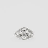 Crystal Detail Palladium-plated Monogram Motif Ring Palladium/crystal - Women | Burberry® Official