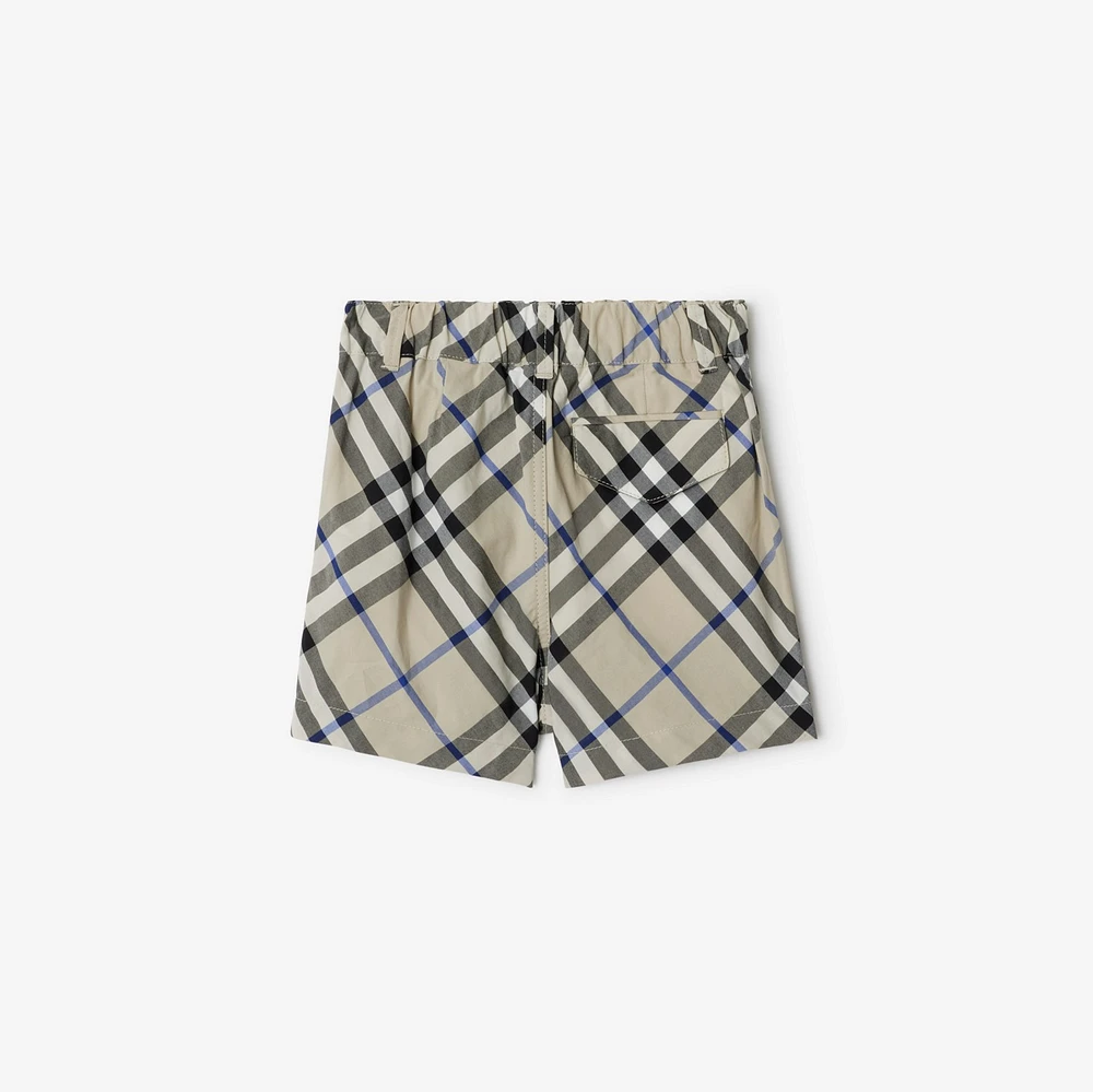 Check Cotton Shorts in Lichen | Burberry® Official