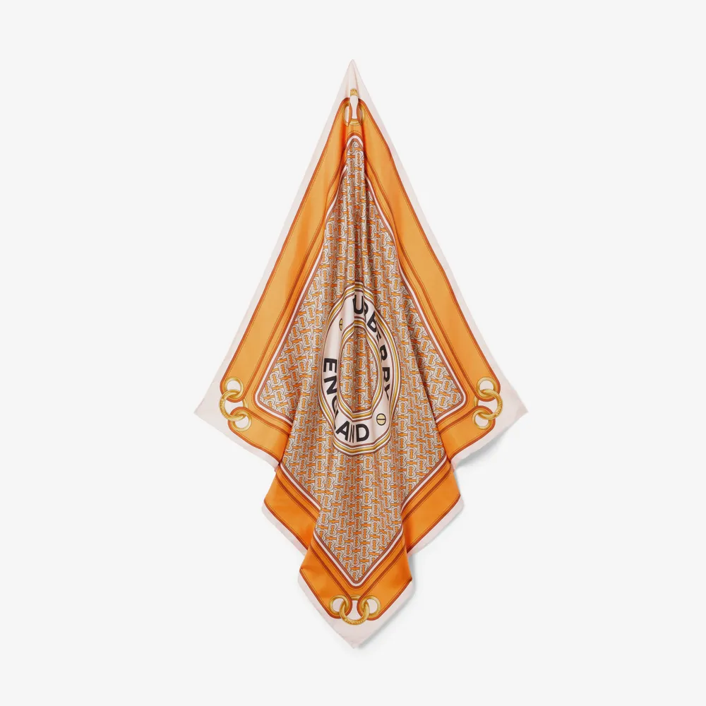 EKD Print Silk Square Scarf in Orange