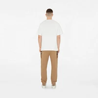 Check Panel Cotton Blend Jogging Pants in Camel - Men | Burberry® Official