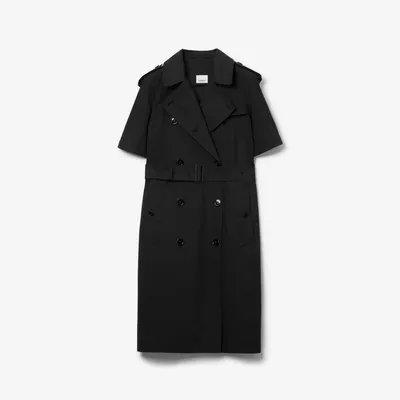 Cotton Blend Trench Dress in Black - Women, Nylon | Burberry® Official