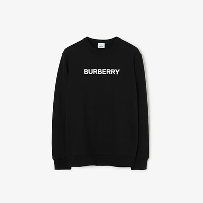 Logo Cotton Sweatshirt in Black - Men | Burberry® Official