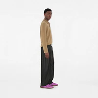 Long-sleeve Cashmere Blend Polo Shirt in Flax beige - Men | Burberry® Official