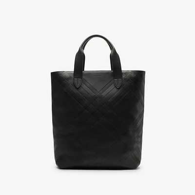 Embossed Check Tote in Black - Men | Burberry® Official