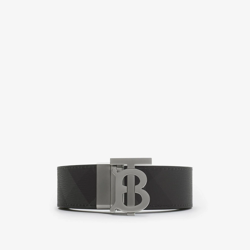 Reversible Check TB Belt in Charcoal/graphite - Men | Burberry® Official
