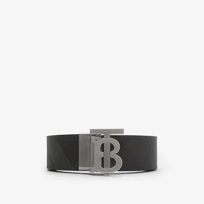 Reversible Check TB Belt in Charcoal/graphite - Men | Burberry® Official