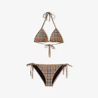 Check Triangle Bikini in Archive beige - Women, Nylon | Burberry® Official