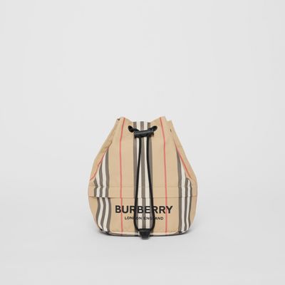 Icon Stripe Nylon Drawcord Pouch in Archive Beige - Women | Burberry® Official