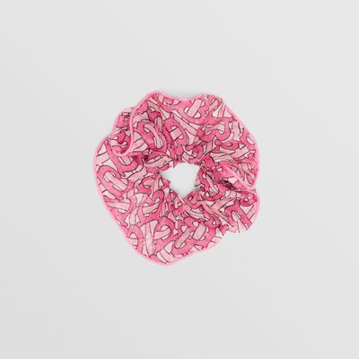 Monogram Print Silk Chiffon Scrunchie in Bubblegum Pink - Women | Burberry® Official