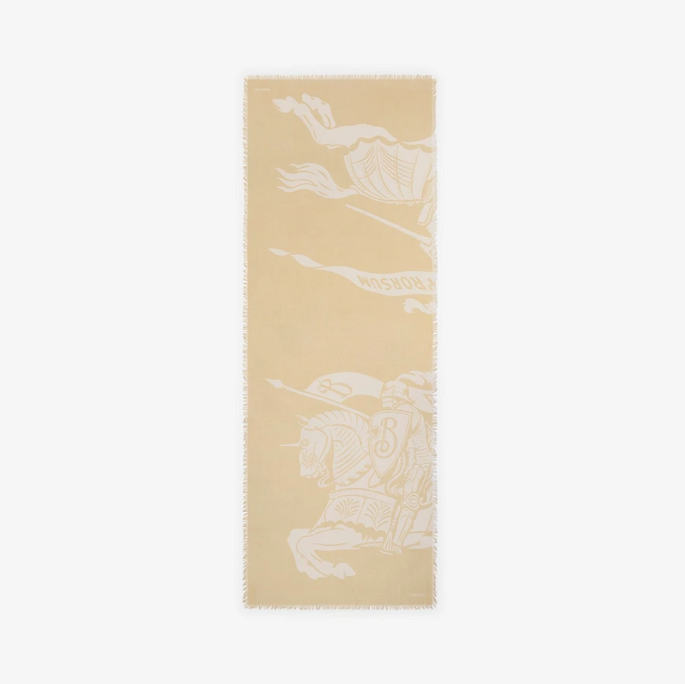 Wide EKD Wool Scarf in Sand | Burberry® Official