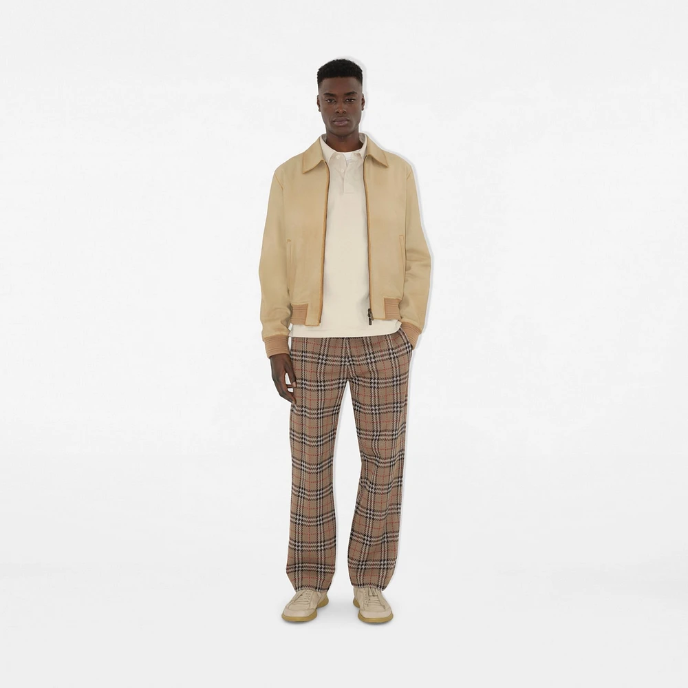 Check Cotton Blend Track Pants in Nut - Men | Burberry® Official