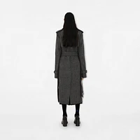 Long Wool Trench Coat in Grey melange - Women, Nylon | Burberry® Official