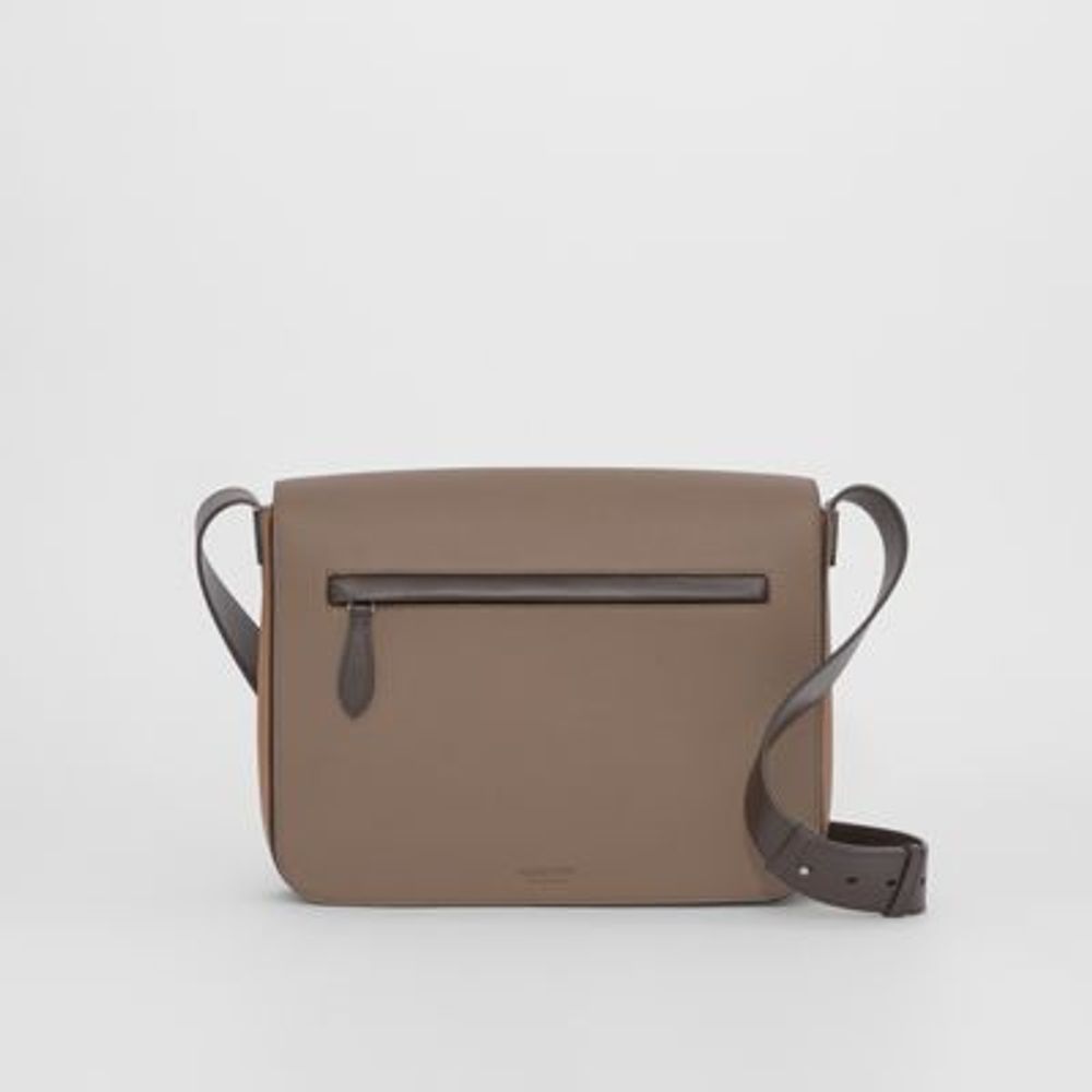 Small Colour Block Leather Messenger Bag in Light Acorn/tan - Men | Burberry United States