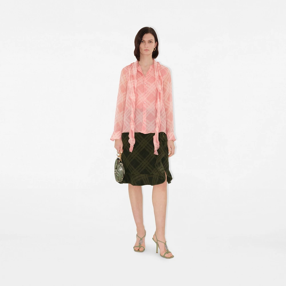 Check Silk Wrap Skirt in Oil - Women | Burberry® Official