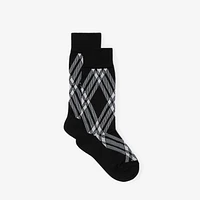 Check Cotton Blend Socks in Black/white | Burberry® Official