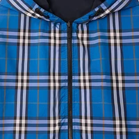 Reversible Check Hooded Jacket in Hyacinth blue - Men | Burberry® Official