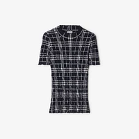 Check Wool Blend Top in Ink/chalk - Women | Burberry® Official