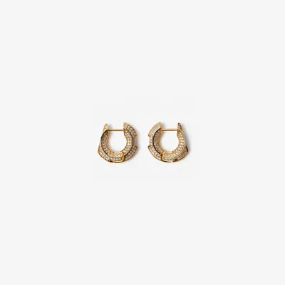 Hollow Pavé Hoop Earrings in Gold/clear - Women | Burberry® Official