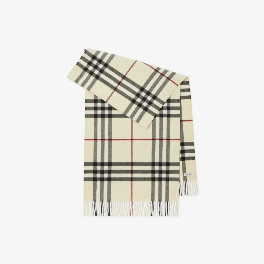 Check Cashmere Scarf in Stone | Burberry® Official