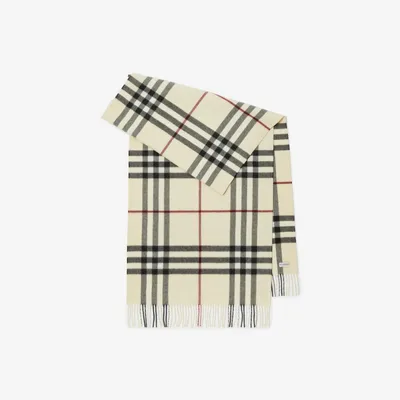 Wide Check Cashmere Scarf in Stone | Burberry® Official