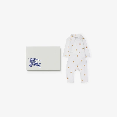Thomas Bear Stretch Cotton Two-piece Baby Gift Set in White - Children | Burberry® Official