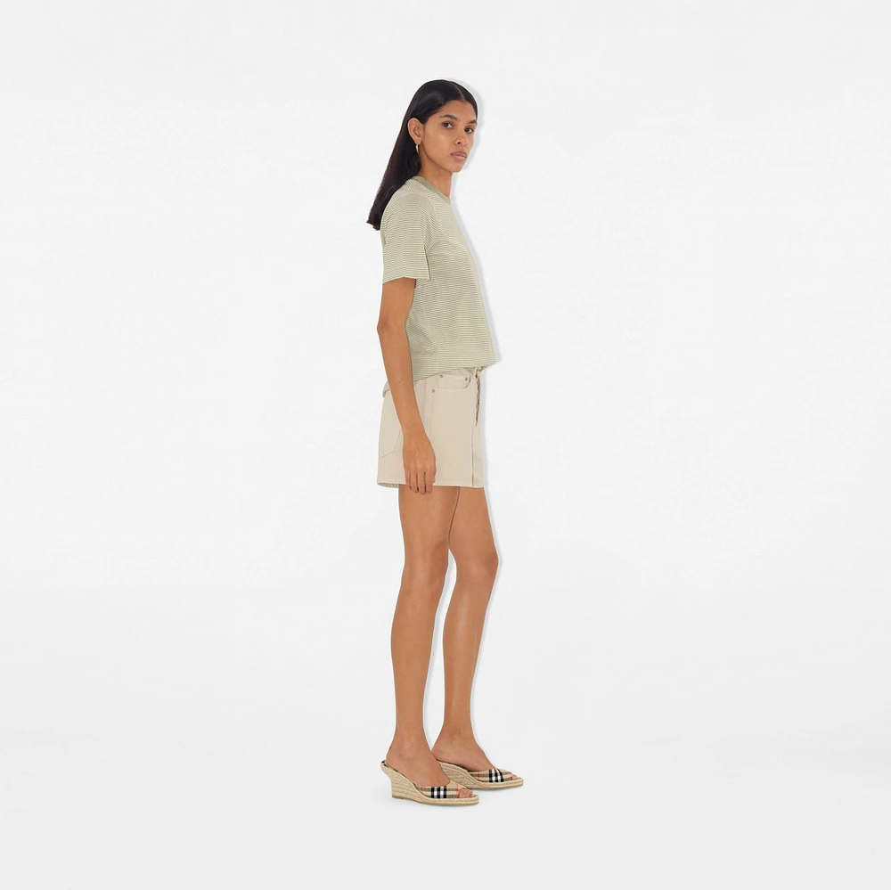Striped Cotton T-shirt in Skylark - Women | Burberry® Official
