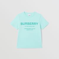 Horseferry Print Cotton T-shirt Light Aqua Blue | Burberry® Official
