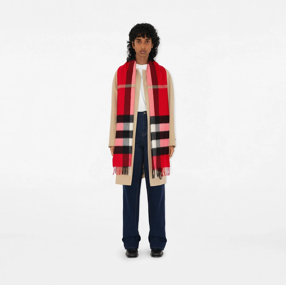 Check Cashmere Scarf in Red | Burberry® Official