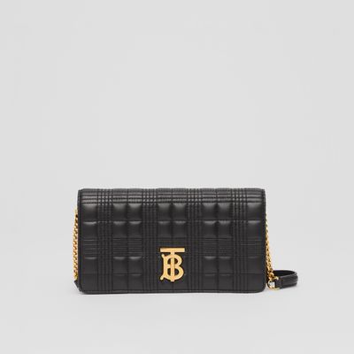 Quilted Leather Lola Wallet with Detachable Strap in Black