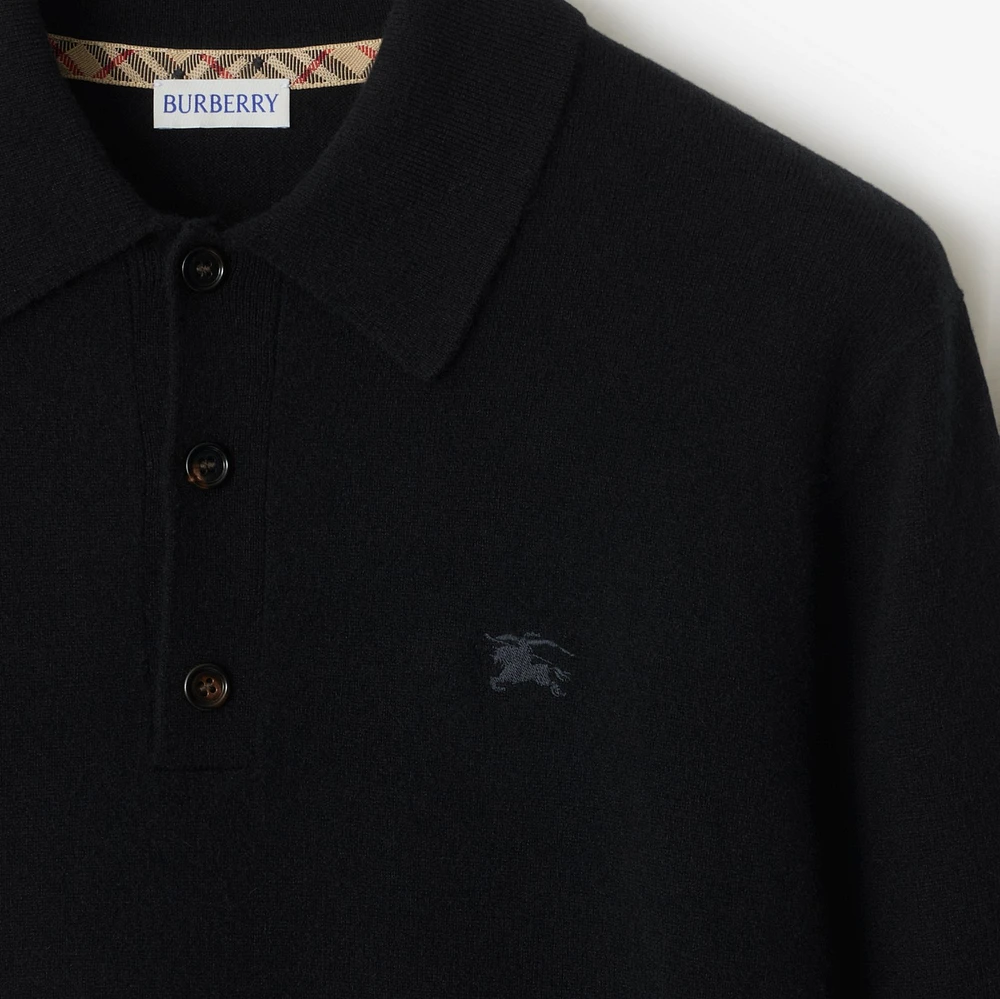 Long-sleeve Cashmere Blend Polo Shirt in Black - Men | Burberry® Official