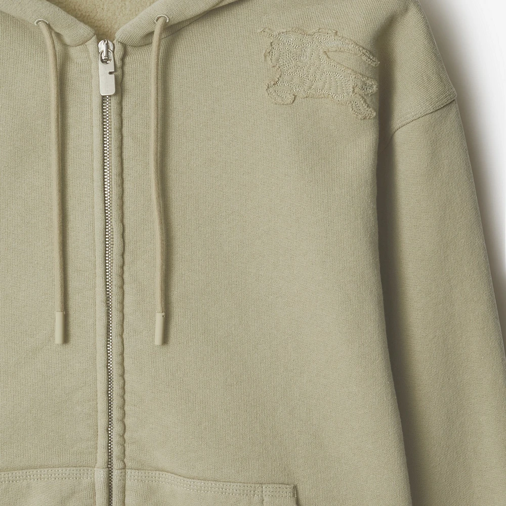 Cotton Zip Hoodie in Lichen - Men | Burberry® Official