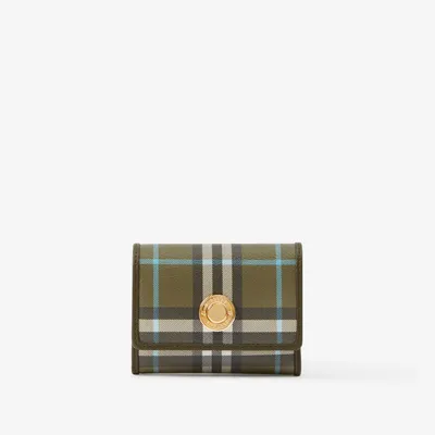 Small Check Folding Wallet in Olive green - Women | Burberry® Official