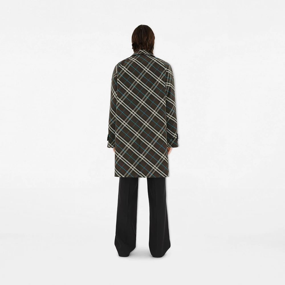 Long Reversible Gabardine Car Coat in Black - Men, Cotton | Burberry® Official
